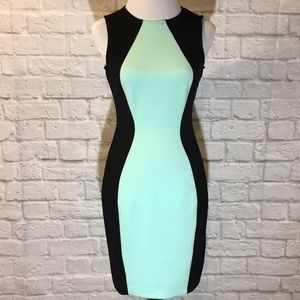 Boston Proper colorblock aqua black scuba dress